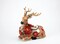 Ceramic Christmas Poinsettia Reindeer Figurine, Home Décor, Gift for Her, Gift for Mom, Kitchen Décor, Christmas Décor